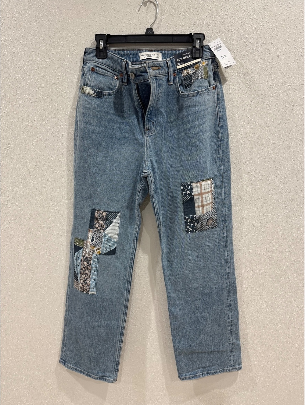 Abercrombie Curve Love 90s Relaxed Patchwork Jeans 28 Short High Rise